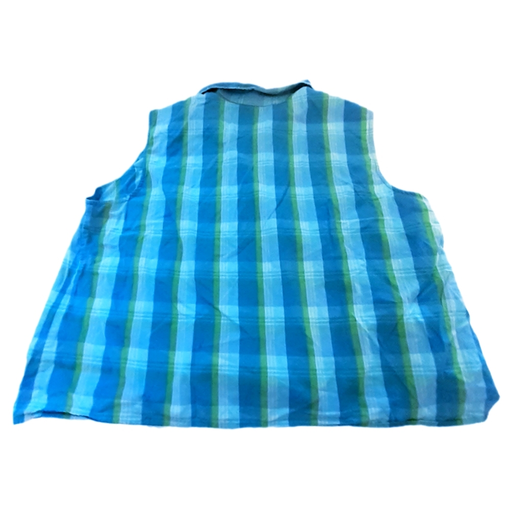 Plaid Button Down Sleevless Blouse Bu August Max - image 2